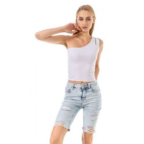 BRSH Yırtıklı Model Bermuda Likralı Kot Şort