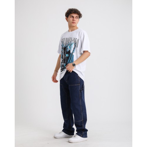 BSC Oversize Nirvana Kurt Cobain Baskılı Unisex T-Shirt - Beyaz