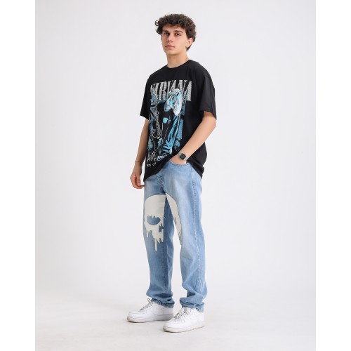 BSC Oversize Nirvana Kurt Cobain Baskılı Unisex T-Shirt - Siyah