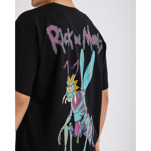 BSC Oversize Rick and Morty Ön Arka Baskılı Unisex T-Shirt - Siyah