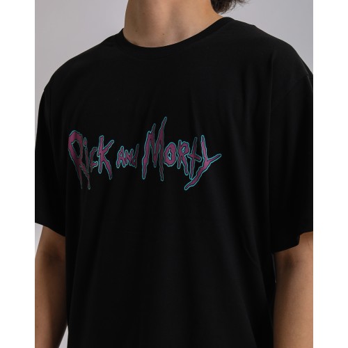 BSC Oversize Rick and Morty Ön Arka Baskılı Unisex T-Shirt - Siyah