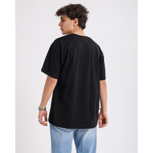 BSC Oversize Metallica Skull World Baskılı Unisex Tişört- Siyah
