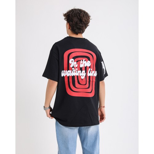 BSC Oversize Flame Heart Ön Arka Kol Baskılı Unisex T-Shirt - Siyah