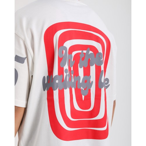 BSC Oversize Flame Heart Ön Arka Kol Baskılı Unisex Tişört - Beyaz
