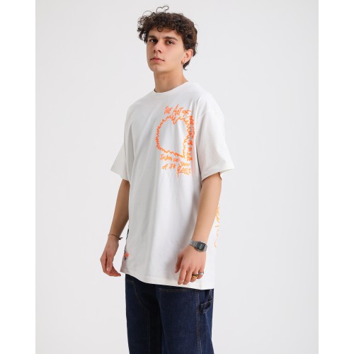 BSC Oversize Art Of Creation Ön-Arka Baskılı Unisex T-Shirt - Beyaz