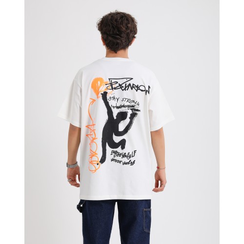 BSC Oversize Art Of Creation Ön-Arka Baskılı Unisex T-Shirt - Beyaz