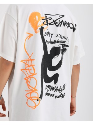 BSC Oversize Art Of Creation Ön-Arka Baskılı Unisex T-Shirt - Beyaz