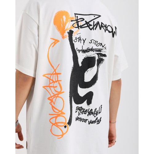 BSC Oversize Art Of Creation Ön-Arka Baskılı Unisex T-Shirt - Beyaz