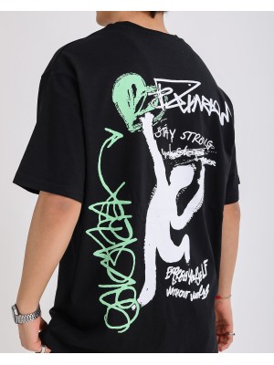 BSC Oversize Art Of Creation Ön-Arka Baskılı Unisex Tişört - Siyah