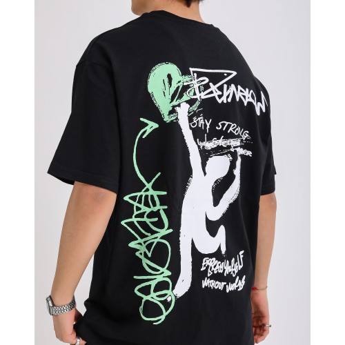 BSC Oversize Art Of Creation Ön-Arka Baskılı Unisex Tişört - Siyah