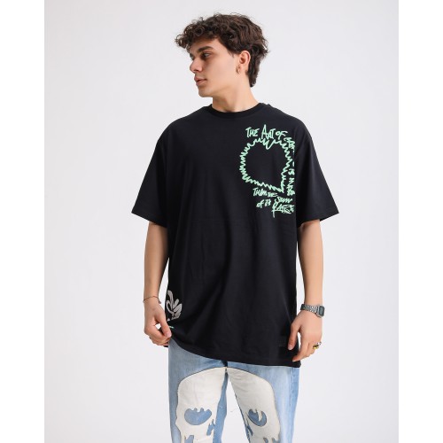 BSC Oversize Art Of Creation Ön-Arka Baskılı Unisex Tişört - Siyah