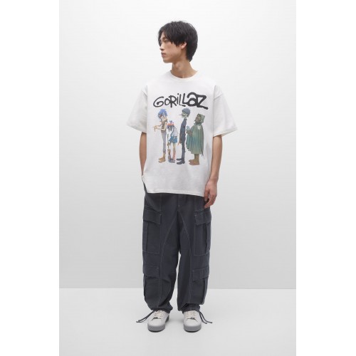 PB Oversize Gorillaz Baskılı Unisex T-Shirt - Beyaz