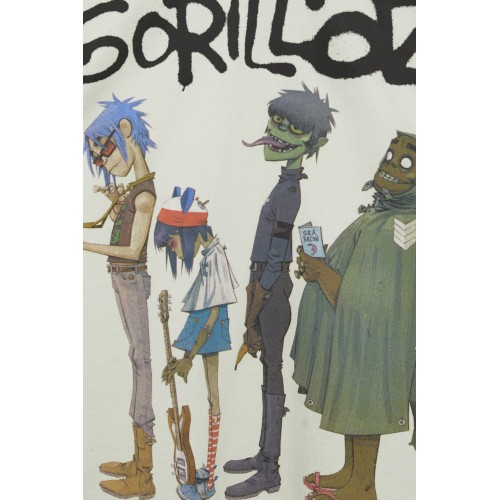 PB Oversize Gorillaz Baskılı Unisex T-Shirt - Beyaz