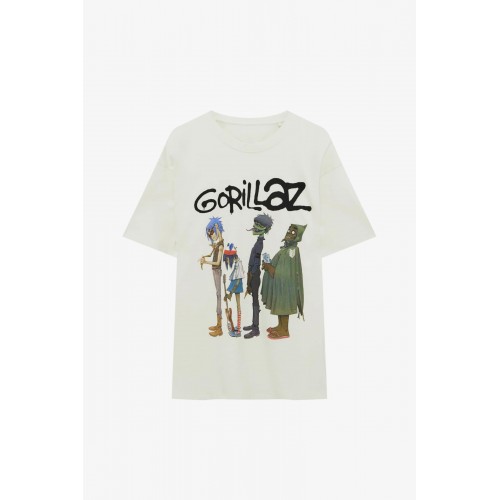 PB Oversize Gorillaz Baskılı Unisex T-Shirt - Beyaz