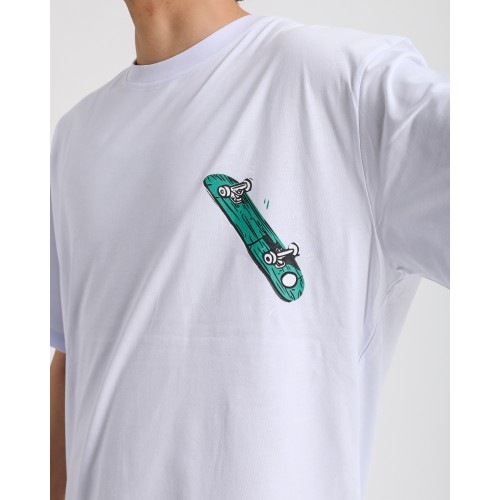 BSC Oversize Knock Out Skater Baskılı Unisex Tişört - Beyaz