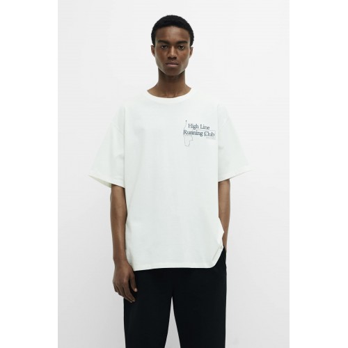 PB Oversize High Line Running Club Baskılı Unisex T-Shirt - Beyaz
