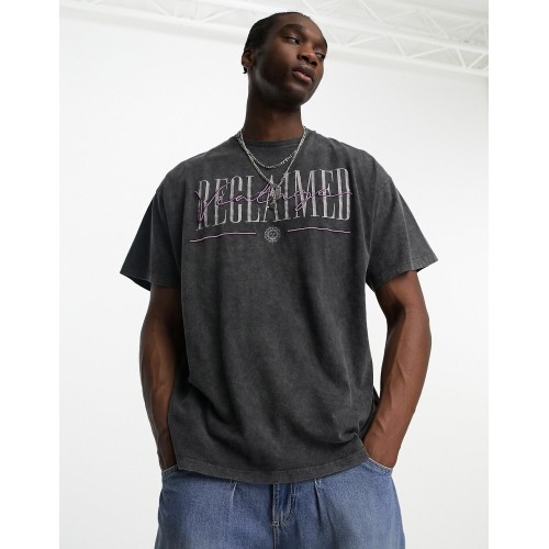 RECVIN Ekstra Oversize Yıkamalı Reclaimed Vintage Unisex T-Shirt - Gri