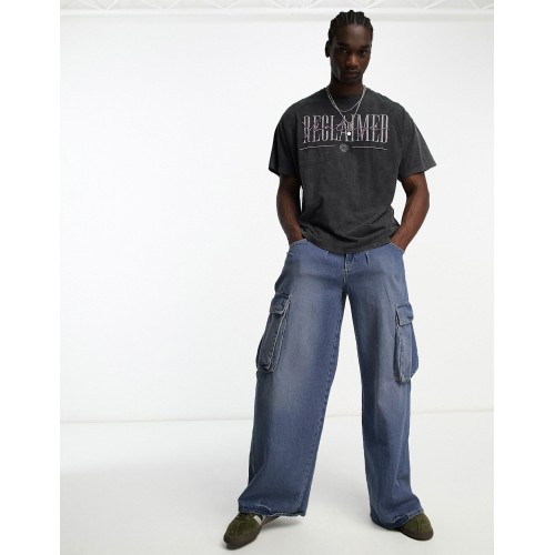 RECVIN Ekstra Oversize Yıkamalı Reclaimed Vintage Unisex T-Shirt - Gri