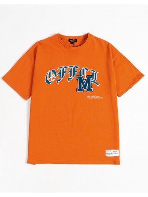 BHM Ekstra Oversize Official M Nakış Detaylı Unisex Tişört - Mat Turuncu