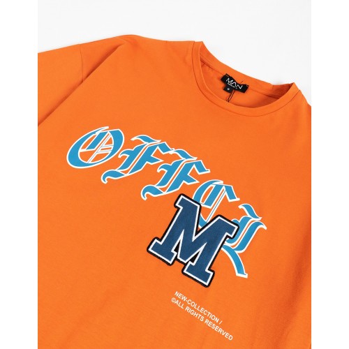 BHM Ekstra Oversize Official M Nakış Detaylı Unisex Tişört - Mat Turuncu