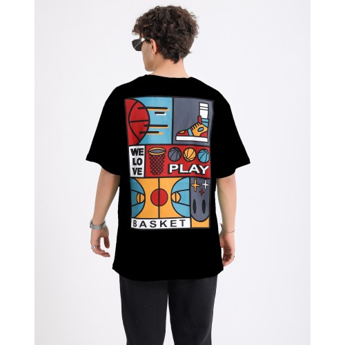 BSC  We Love Play Basket Baskılı Unisex Tişört - Siyah