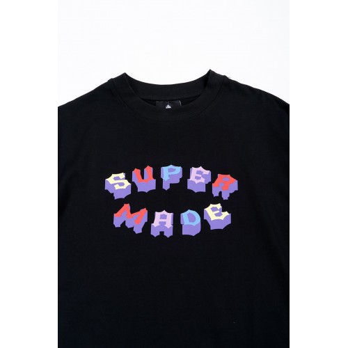 SuperMade Rahat Kalıp Color Logo Print Unisex Tişört - Siyah