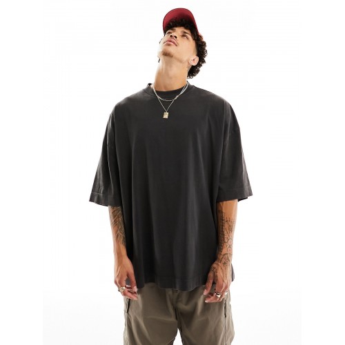 AS Extra Oversize Boxy Fit Washed Collusion Studios Unisex Tişört - Siyah