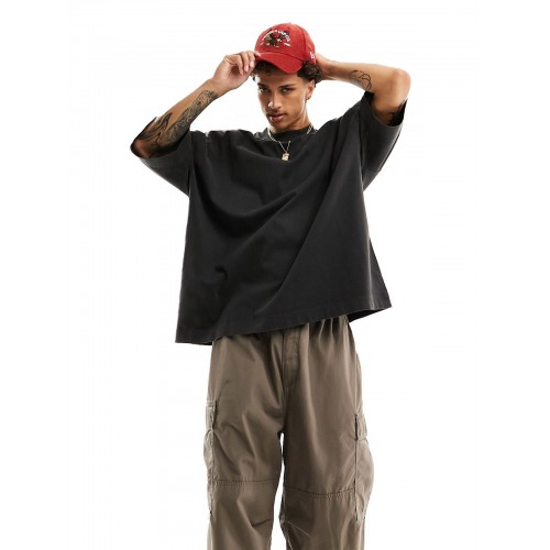 AS Extra Oversize Boxy Fit Washed Collusion Studios Unisex Tişört - Siyah