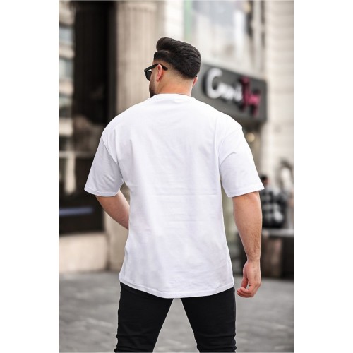 SCX Oversize Tribal S Logo Ön Baskılı Unisex Tişört - Beyaz