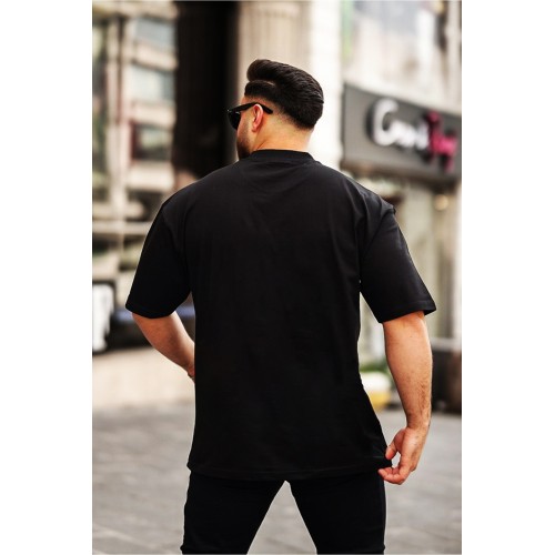 SCX Oversize Tribal S Logo Ön Baskılı Unisex Tişört - Siyah