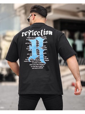SCX Oversize Reflection Sırt Baskılı Unisex Tişört - Siyah