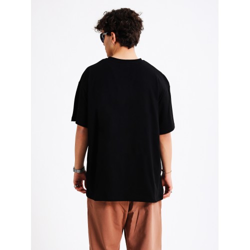 BSC Oversize Perspective Skull Ön Baskılı Unisex Tişört - Siyah