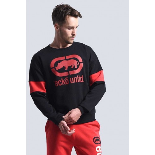 Ecko Ekstra Oversize Ön Logo Baskılı Unisex Sweatshirt - Siyah