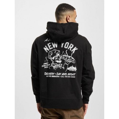TMYJNS Regular Fit New York Pizza Hoodie - Siyah 