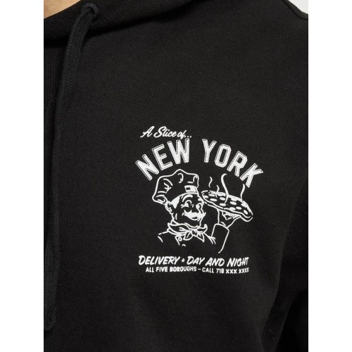 TMYJNS Regular Fit New York Pizza Hoodie - Siyah 