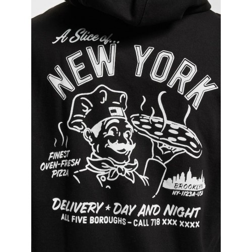 TMYJNS Regular Fit New York Pizza Hoodie - Siyah 
