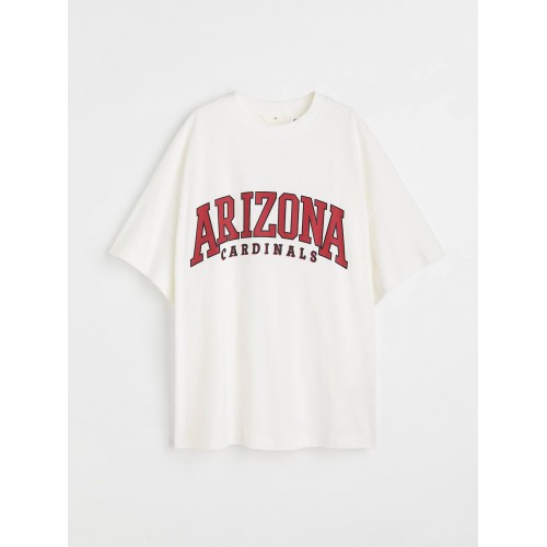 NCMS Oversize Arizona Baskılı Unisex Tişört - Beyaz