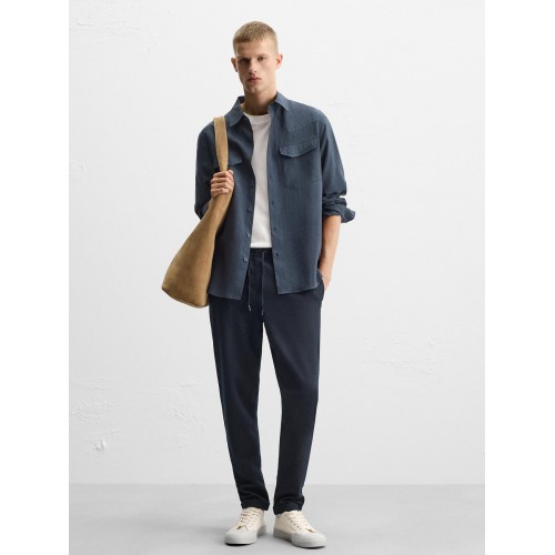 ZR Regular Fit Jogger Bel Katlı Paça Pantolon - Lacivert