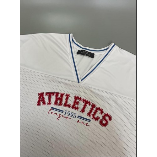 PRMRK Extreme Oversize Athletics Unisex Baseball Jersey - Beyaz