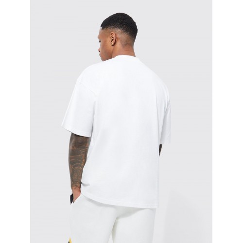 BHM Oversize Official OM Logo Baskılı Tişört - Beyaz Siyah