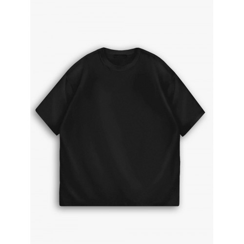 ZUUP Ekstra Oversize Mid Length Basic Unisex Tişört - Siyah
